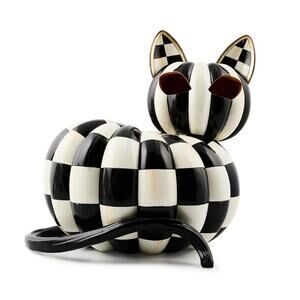 NEW Mackenzie Childs Courtly Check Illuminated Cat in Original Box